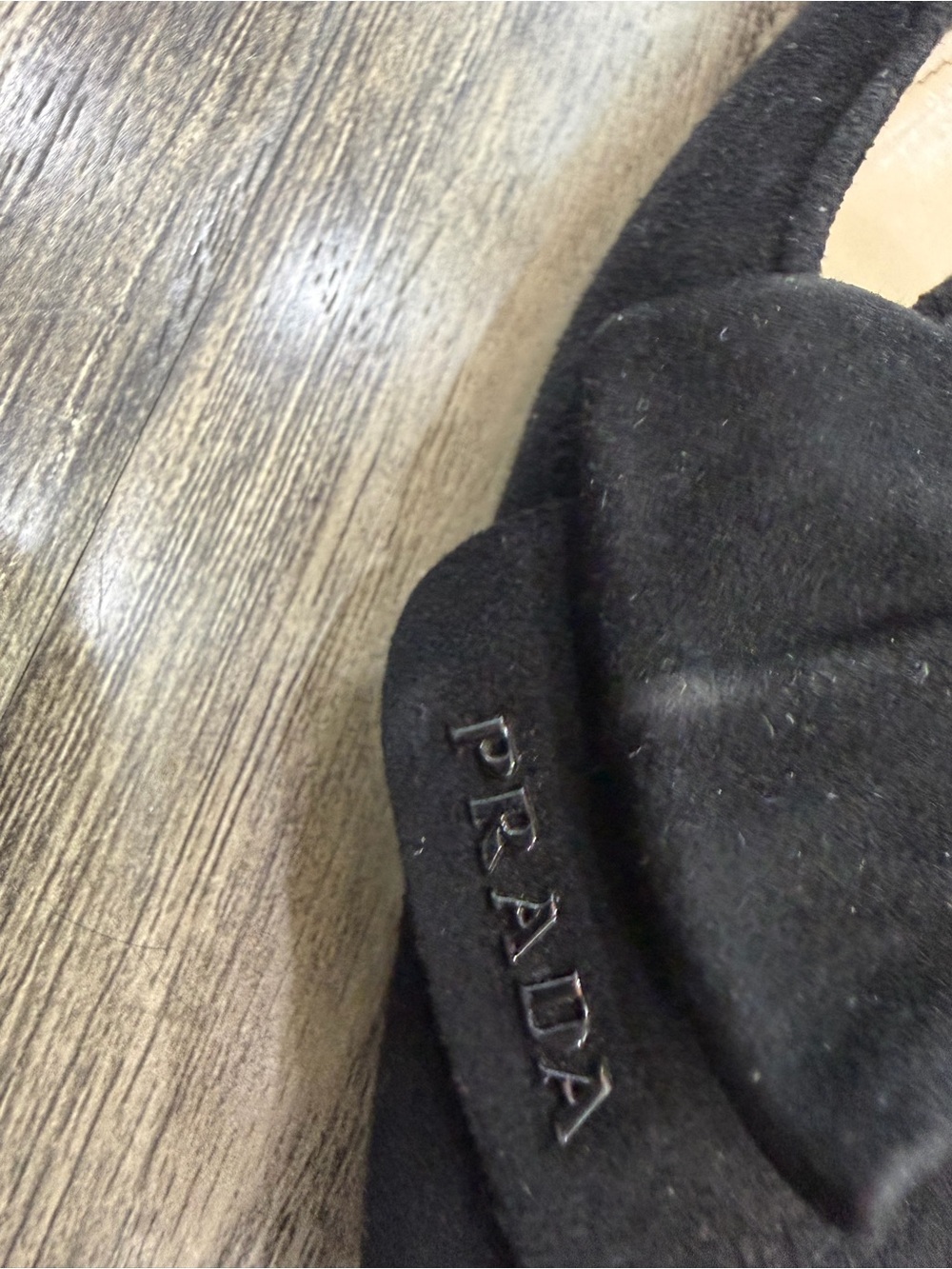 Prada Black Suede Bow Detail Flats - Picture 6 of 12
